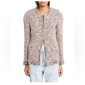 NEW Isabel Marant Penia Tweed Pink Black Blazer Jacket Size 34 French US 2